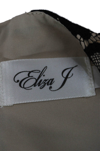 Eliza J Women Black Floral A-Line Fit and Flare Knee Length Dress Size 8