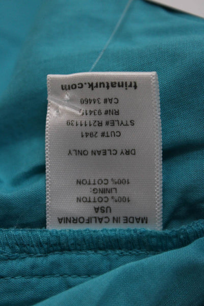 Trina Turk Women Shift Dress Blue 3/4 Sleeve Round Neck Knee Length Size 6