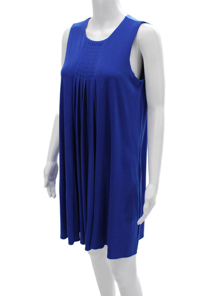 Calvin Klein Womens Shift Tank Dress Blue Button Sleeveless Round Neck Size 8