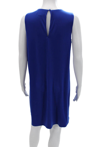 Calvin Klein Womens Shift Tank Dress Blue Button Sleeveless Round Neck Size 8