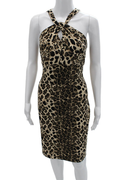 Allen B. By Allen Schwartz Women Bodycon Animal Print Beige Dress Size M