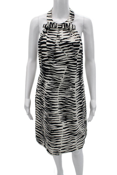 Trina Turk Womens Shift Dress Black Animal Print Sleeveless Knee Length Size 6