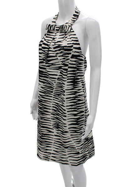 Trina Turk Womens Shift Dress Black Animal Print Sleeveless Knee Length Size 6