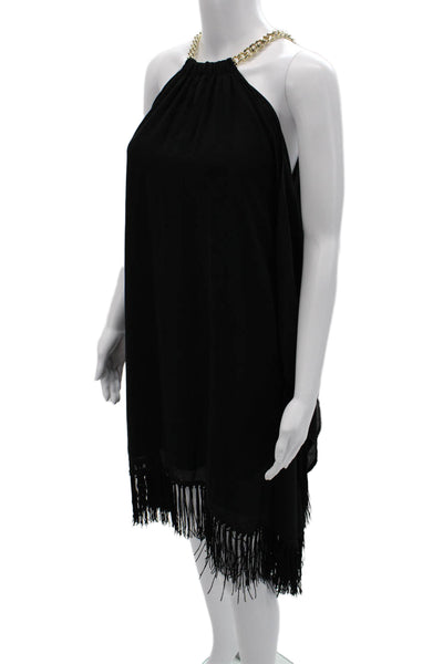 Michael Michael Kors Womens Black Kaftan Dress High Neck Hook & Eye Size M