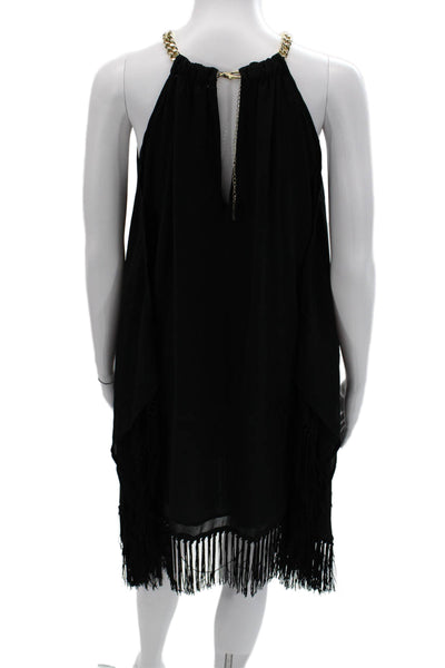 Michael Michael Kors Womens Black Kaftan Dress High Neck Hook & Eye Size M