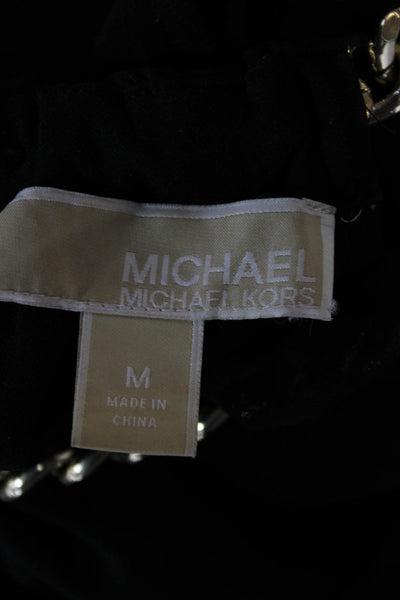 Michael Michael Kors Womens Black Kaftan Dress High Neck Hook & Eye Size M