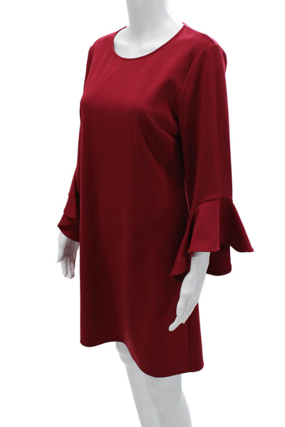 Le Gali Womens Shift Dress Red Long Sleeve Knee Length Size M