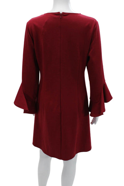 Le Gali Womens Shift Dress Red Long Sleeve Knee Length Size M