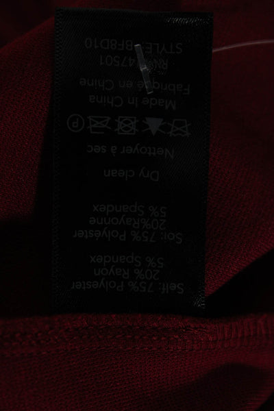 Le Gali Womens Shift Dress Red Long Sleeve Knee Length Size M