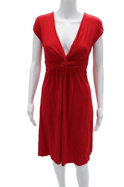 Michael Kors Womens Fit & Flare Dress Red V-Neck Short Sleeve Knee Size 4