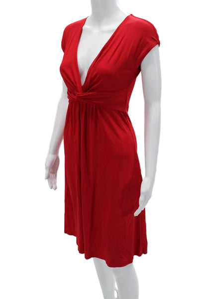 Michael Kors Womens Fit & Flare Dress Red V-Neck Short Sleeve Knee Size 4