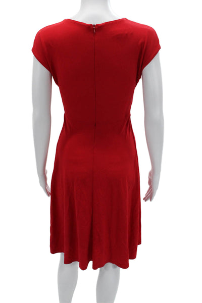Michael Kors Womens Fit & Flare Dress Red V-Neck Short Sleeve Knee Size 4