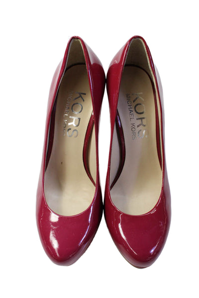 KORS Michael Kors Womens Patent Leather Platform Pumps Pink Size 7 Medium