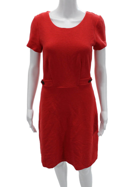 Boden Women Sheath Dress Red Round Neck Short Sleeve Size 6
