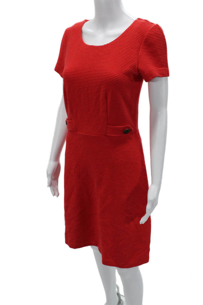 Boden Women Sheath Dress Red Round Neck Short Sleeve Size 6