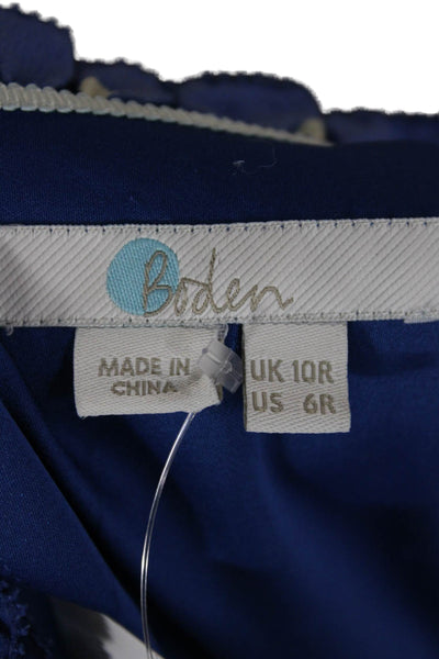 Boden Womens A-Line Fit Flare Polka Dot Blue High Neck Sleeveless Dress Size 6