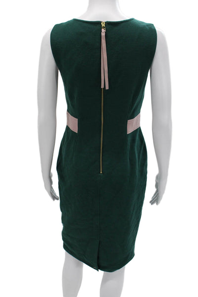 Boden Women Sheath Dress Green Sleeveless Round Neck Polyester Size 6P
