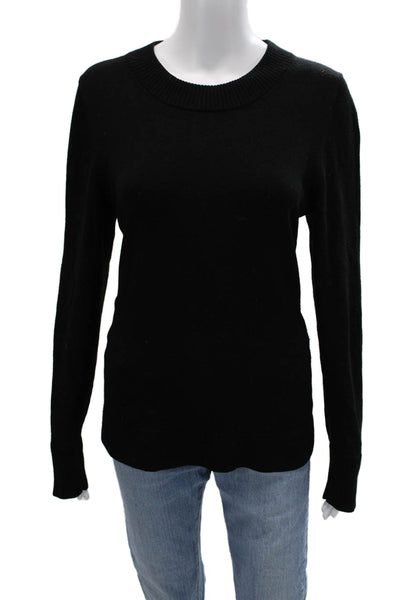 Banana Republic Womens Pullover Sweater Black Merino Crewneck Long Sleeve Size L
