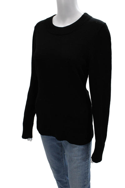 Banana Republic Womens Pullover Sweater Black Merino Crewneck Long Sleeve Size L