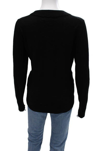 Banana Republic Womens Pullover Sweater Black Merino Crewneck Long Sleeve Size L