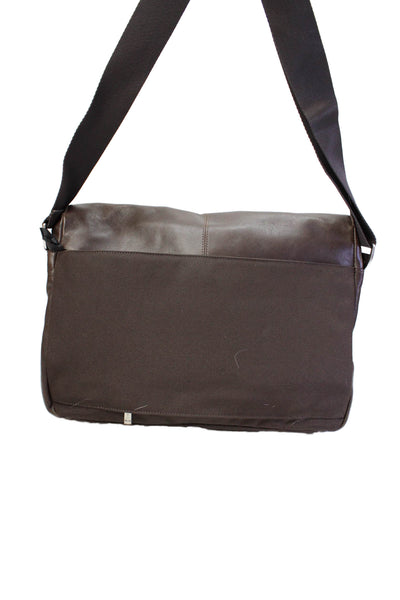 KNOMO London Womens Leather Zippered Compartment Messenger Bag Brown