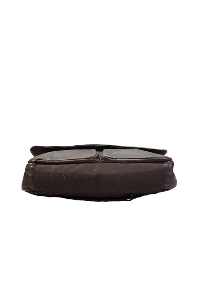 KNOMO London Womens Leather Zippered Compartment Messenger Bag Brown