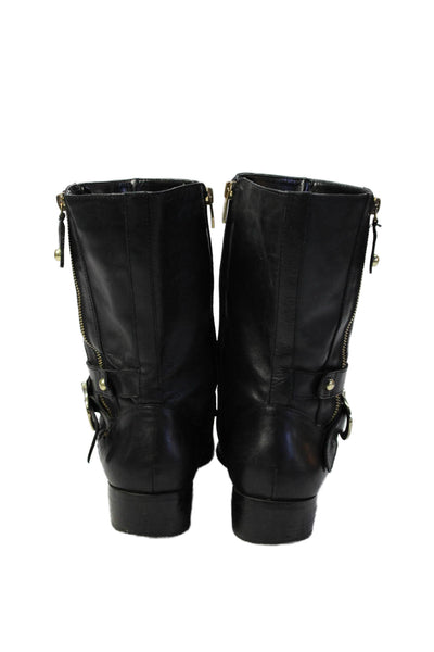 Marc Fisher Womens Leather Buckled Detail Mid Calf Boots Black Size 10