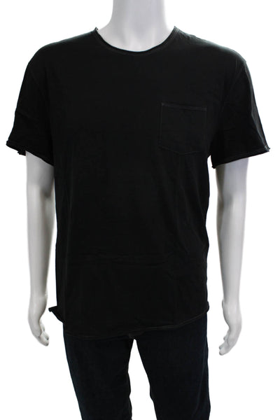John Varvatos Star USA Mens Black Cotton Crew Neck Short Sleeve Tee Size 2XL