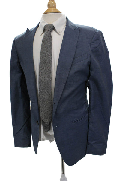 John Varvatos Star USA Mens Blue Cotton Blend Blazer Button Collar Size 38