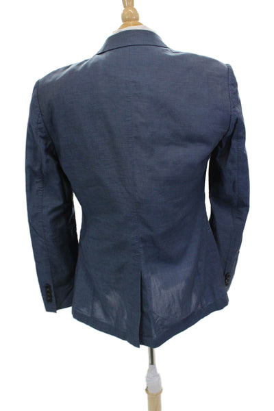 John Varvatos Star USA Mens Blue Cotton Blend Blazer Button Collar Size 38