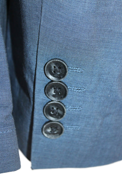 John Varvatos Star USA Mens Blue Cotton Blend Blazer Button Collar Size 38