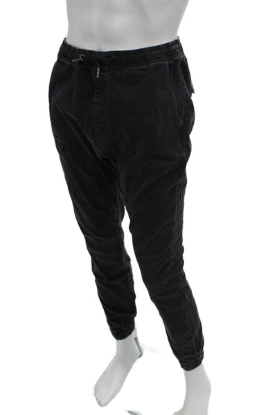 ZANEROBE Mens Jogger Pants Black Button Cotton Size 34
