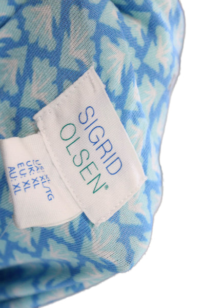 Sigrid Olsen Women Shift Tank Dress Light Blue V-Neck Sleeveless Short Size XL