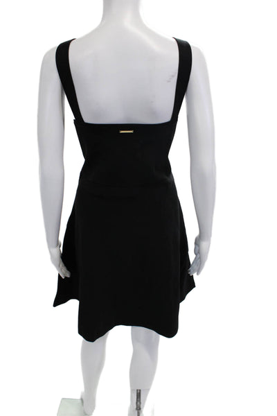 Michael Kors Womens Overall Dress Black Square Neck Button Size XL