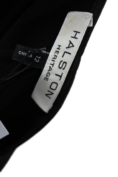 Halston Heritage Women Fit & Flare Dress Black V-Neck Knee Length Size 12