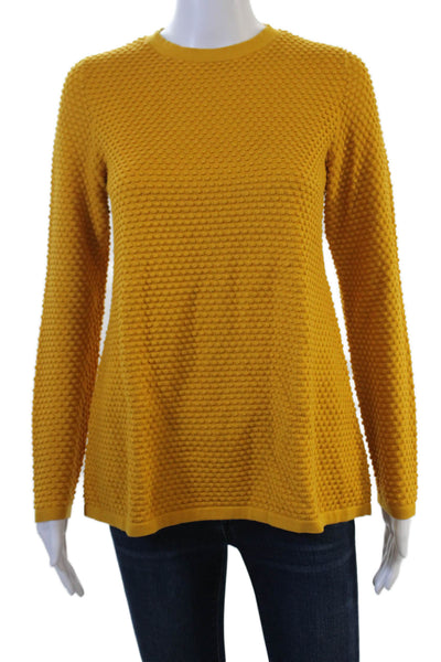 COS Womens Pullover Sweater Yellow Cotton Crew Neck Long Sleeve Size XS