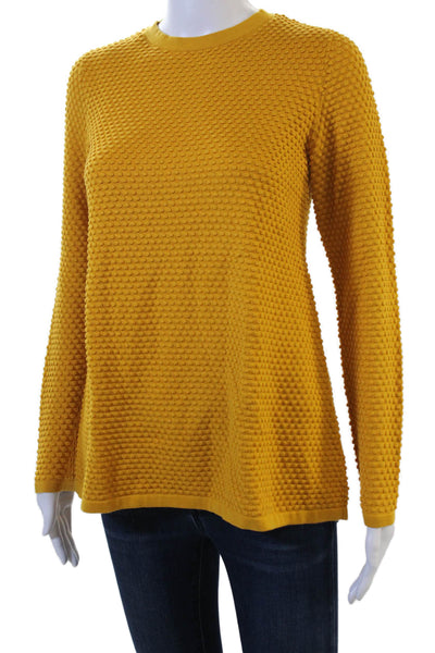 COS Womens Pullover Sweater Yellow Cotton Crew Neck Long Sleeve Size XS