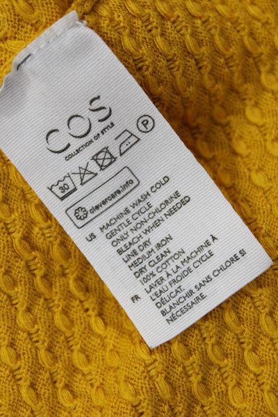 COS Womens Pullover Sweater Yellow Cotton Crew Neck Long Sleeve Size XS