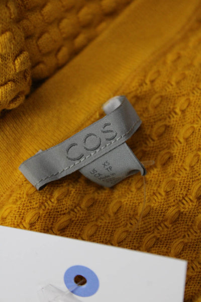 COS Womens Pullover Sweater Yellow Cotton Crew Neck Long Sleeve Size XS