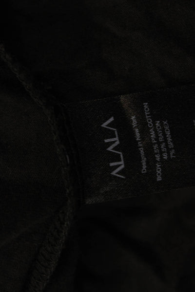 ALALA Women Cropped Black T-Shirt Round Neck Short Sleeve Pima Blend Size XS