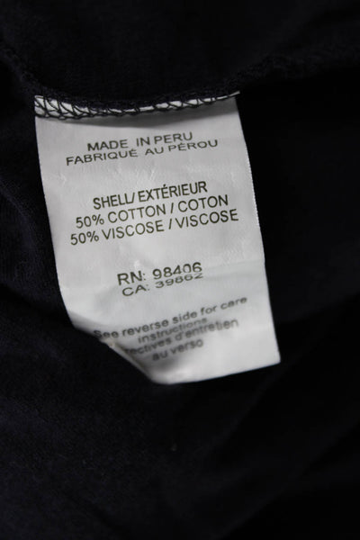 Theory Women Basic Black V-Neck Short Sleeve T-Shirt Cotton Viscose Size S