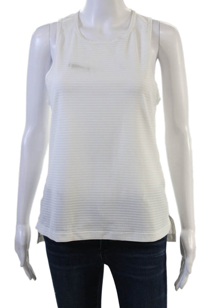 ALALA Womens Basic Striped White Crew Neck Sleeveless Tank Nylon Spandex Size S