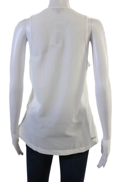 ALALA Womens Basic Striped White Crew Neck Sleeveless Tank Nylon Spandex Size S