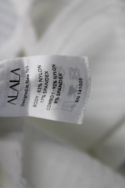 ALALA Womens Basic Striped White Crew Neck Sleeveless Tank Nylon Spandex Size S