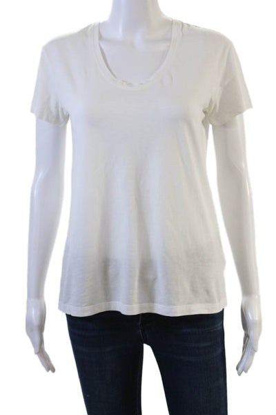 Theory Women Basic Jersey T-Shirt White Pima Cotton Short Sleeve Size S