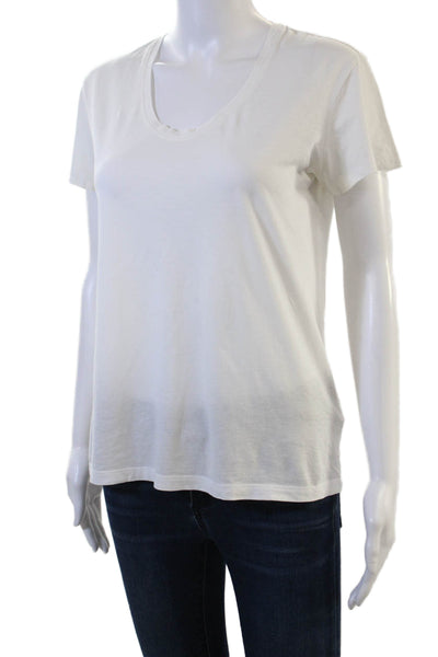 Theory Women Basic Jersey T-Shirt White Pima Cotton Short Sleeve Size S