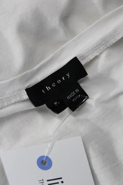 Theory Women Basic Jersey T-Shirt White Pima Cotton Short Sleeve Size S
