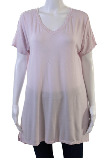Athleta Womens Pink V-Neck Tunic T-Shirt Short Sleeve Modal Size XS