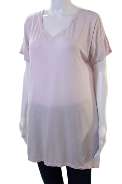 Athleta Womens Pink V-Neck Tunic T-Shirt Short Sleeve Modal Size XS