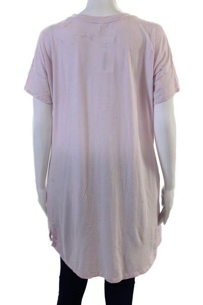 Athleta Womens Pink V-Neck Tunic T-Shirt Short Sleeve Modal Size XS